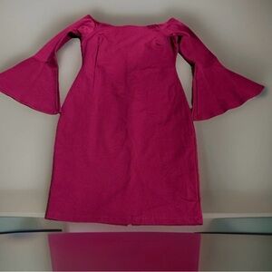 Just Me Gorgeous Women's Bell-Sleeve Knee Length Crimson Red Midi Dress